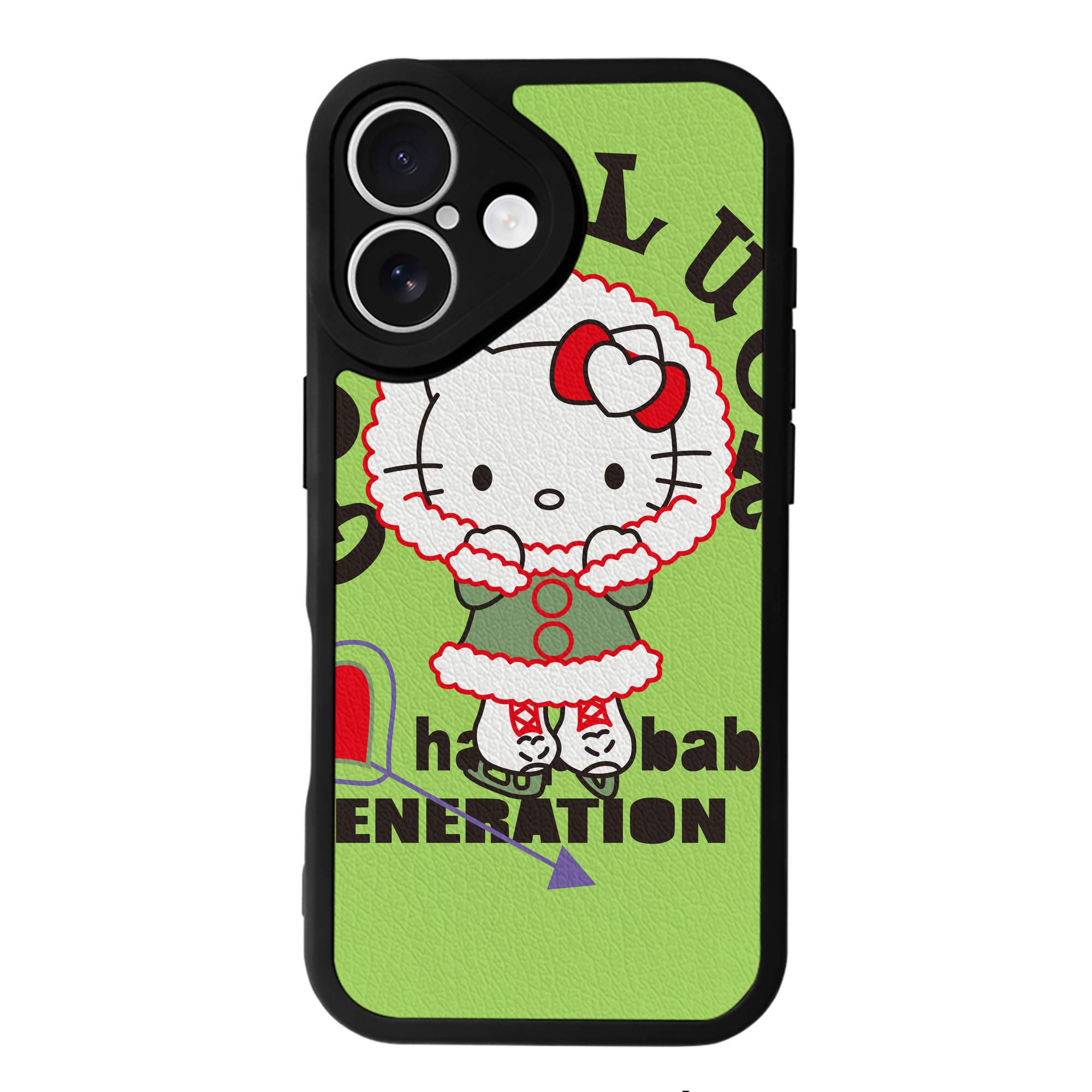 （画像用） Hello Kitty ハローキティ 【iPhone 16シリーズ対応】シリコンスマホケース（レザー調） 材質：シリコン